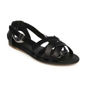WIld Diva Open Toe Vegan Leather Back Covered Strappy Open Toe Flats Sandals